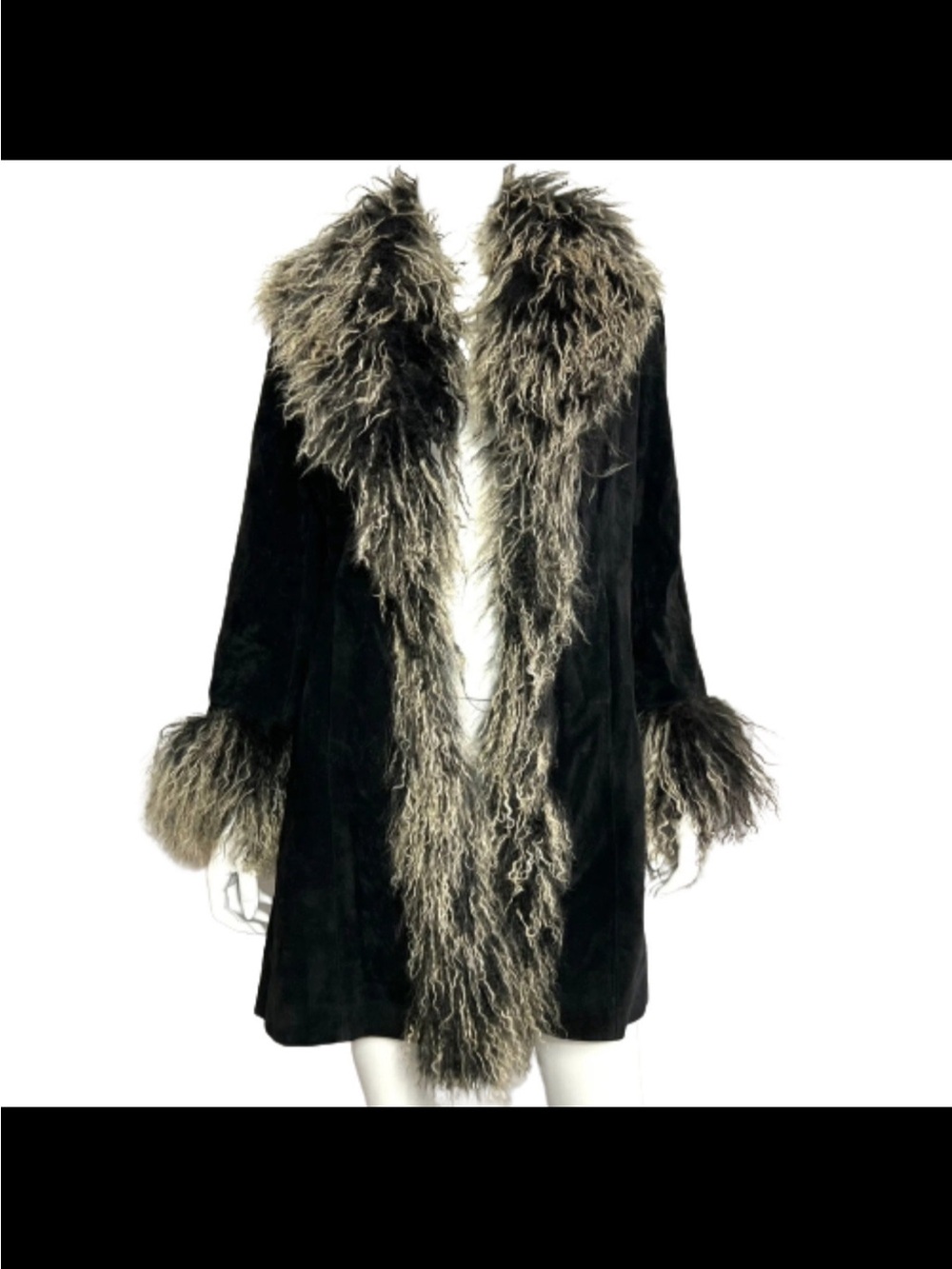 bebe Black Coat with Gray Faux Fur Trim